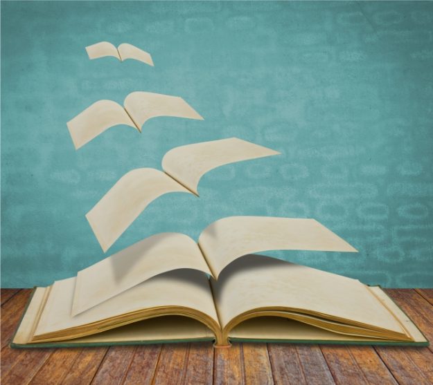 Pages flying out of book