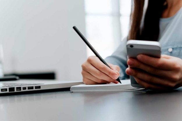 writing whilst holding phone