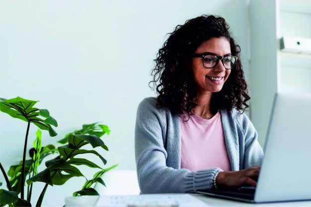 woman working on laptop